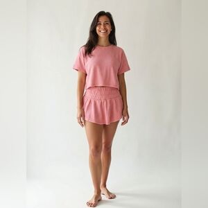 Lovesoft Blossom 2pcs Cropped Tee And Ruffle High Waist Skort Set Sz Sm